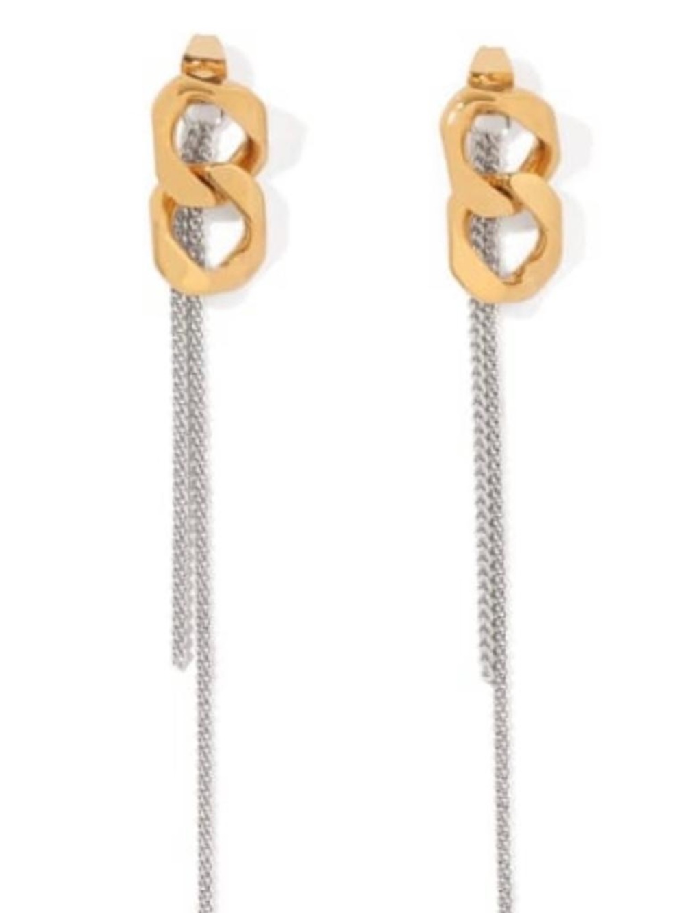 Two-Tone Gold and Silver Chain Link Drop Earrings